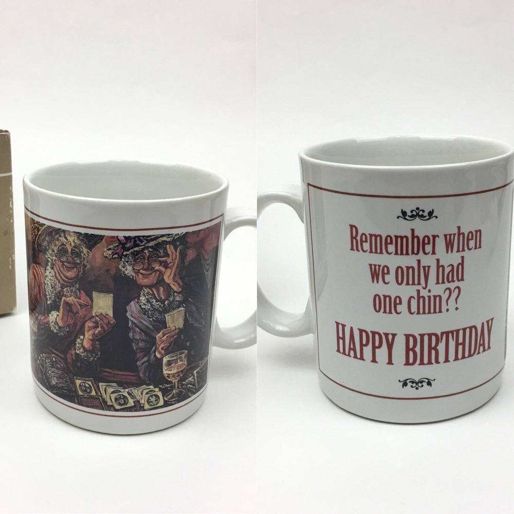 Leanin Tree Funny Remember When We Only Had One Chin‎ Happy Birthday Mug Vtg